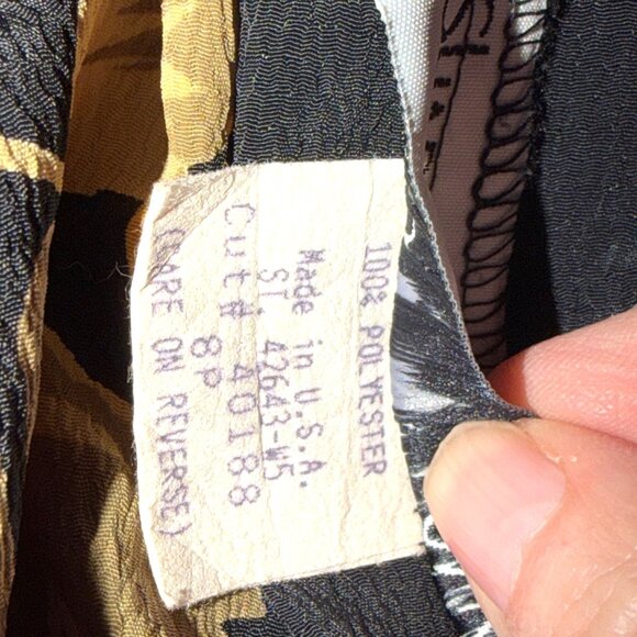 Vtg Sharon Anthony Petite 8 Black Floral Elastic Waist Midi Skirt Made In USA - Picture 5 of 7